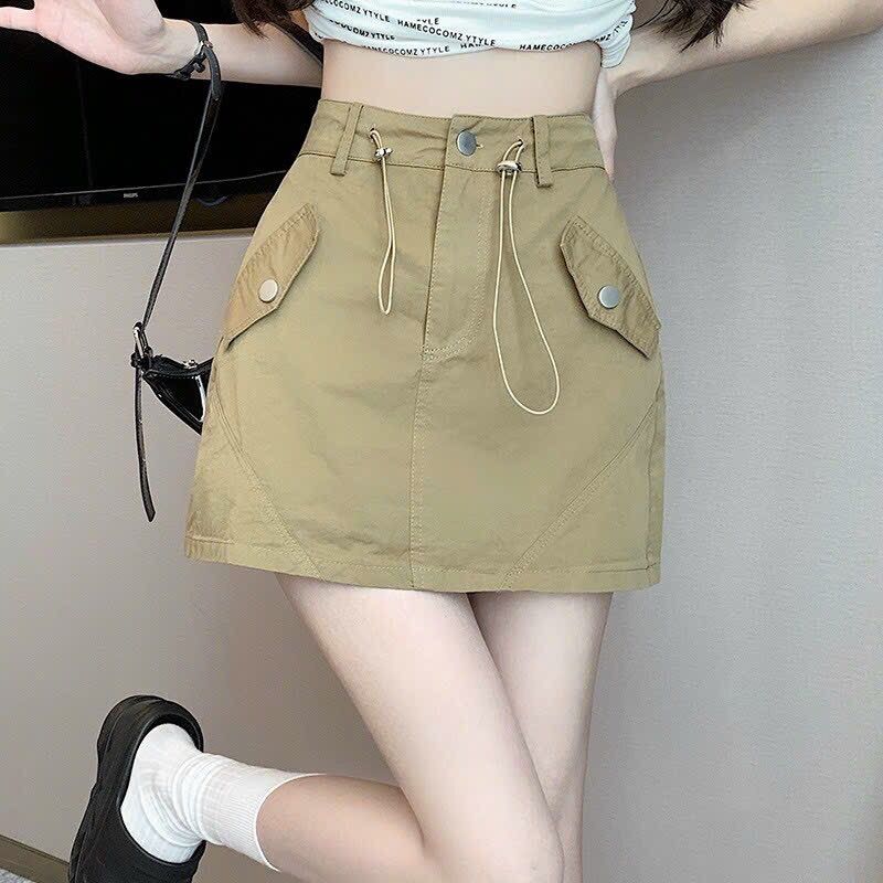 Style # chân váy chữ a dây rút chất kaki đẹp from dưới 50kg