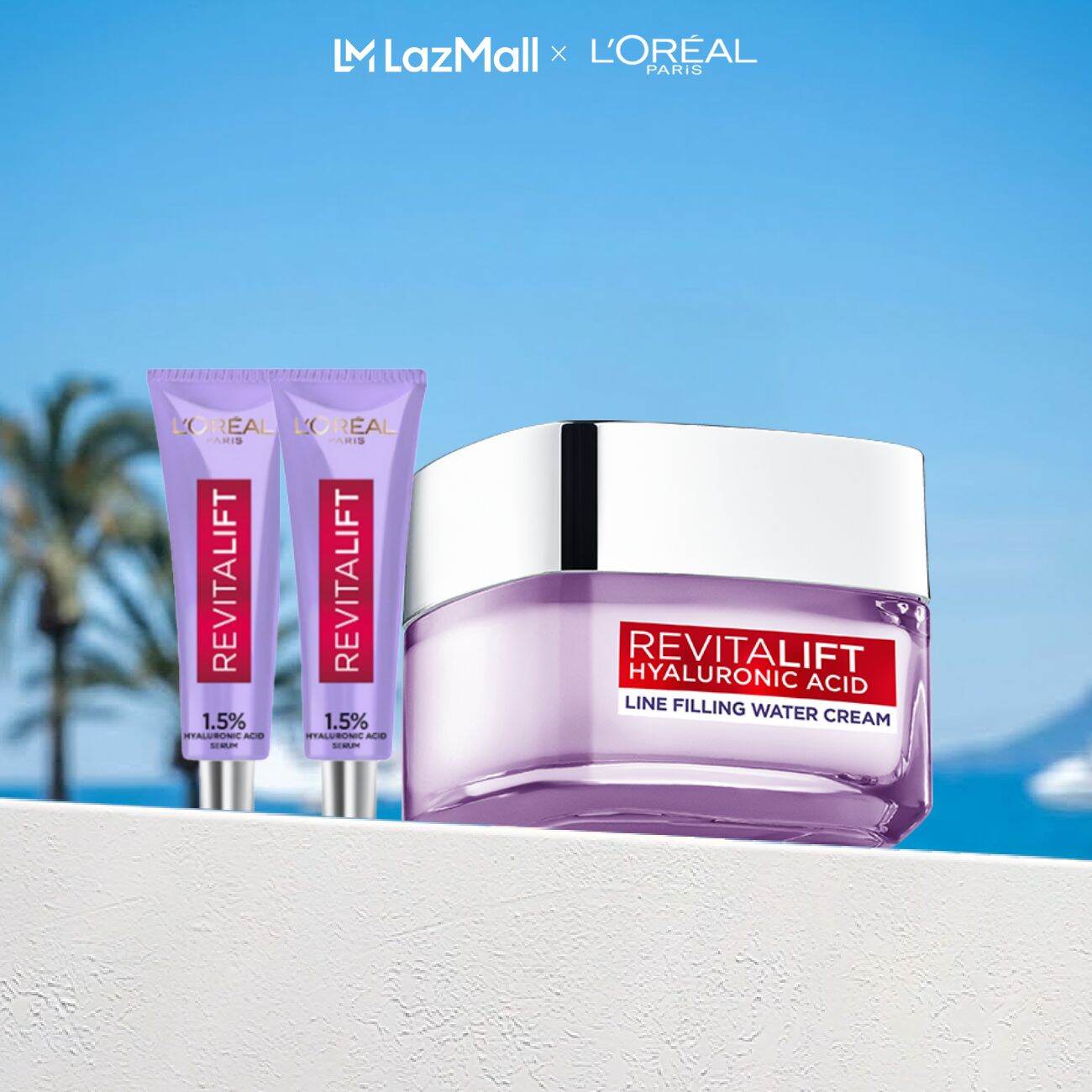 Bộ Dưỡng da cấp ẩm L'Oreal Paris Kem Dưỡng Hyaluronic Acid 50ml và Serum Hyaluronic Acid 7.5 ml x2
