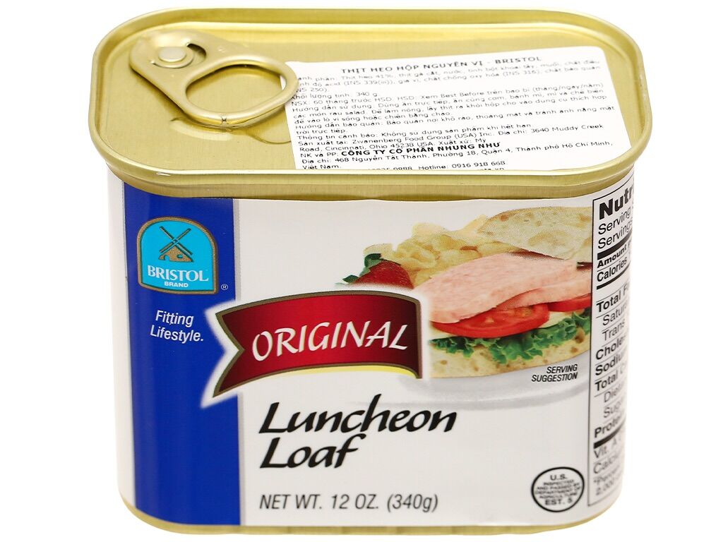 THỊT HỘP LUNCHEON LOAF BRISTOL 340G ( SHOP PORORO)