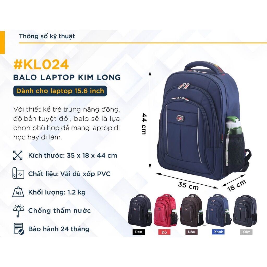 [HCM]balo laptop 15’6inch kim long KL024