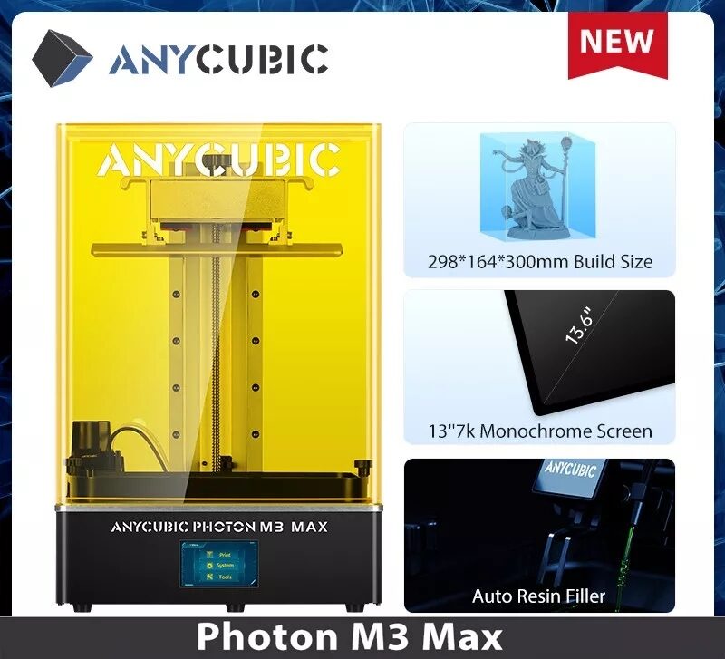 Máy in 3D ANYCUBIC PHOTON M3 MAX 7k Màn hình LCD đơn sắc kích thước lớn thumbnail
