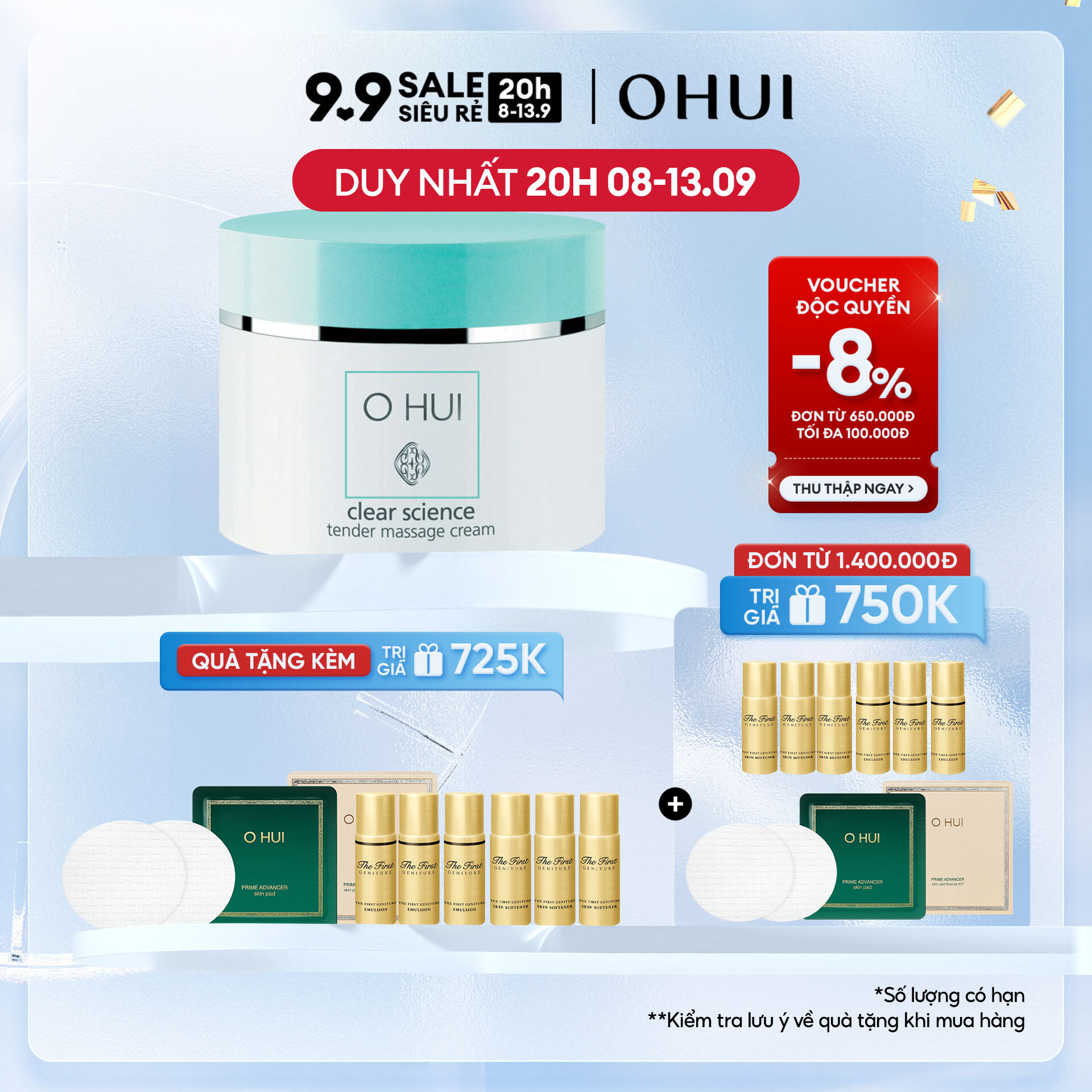 Kem massage cấp ẩm OHUI Clear Science Tender Massage Cream 230ml
