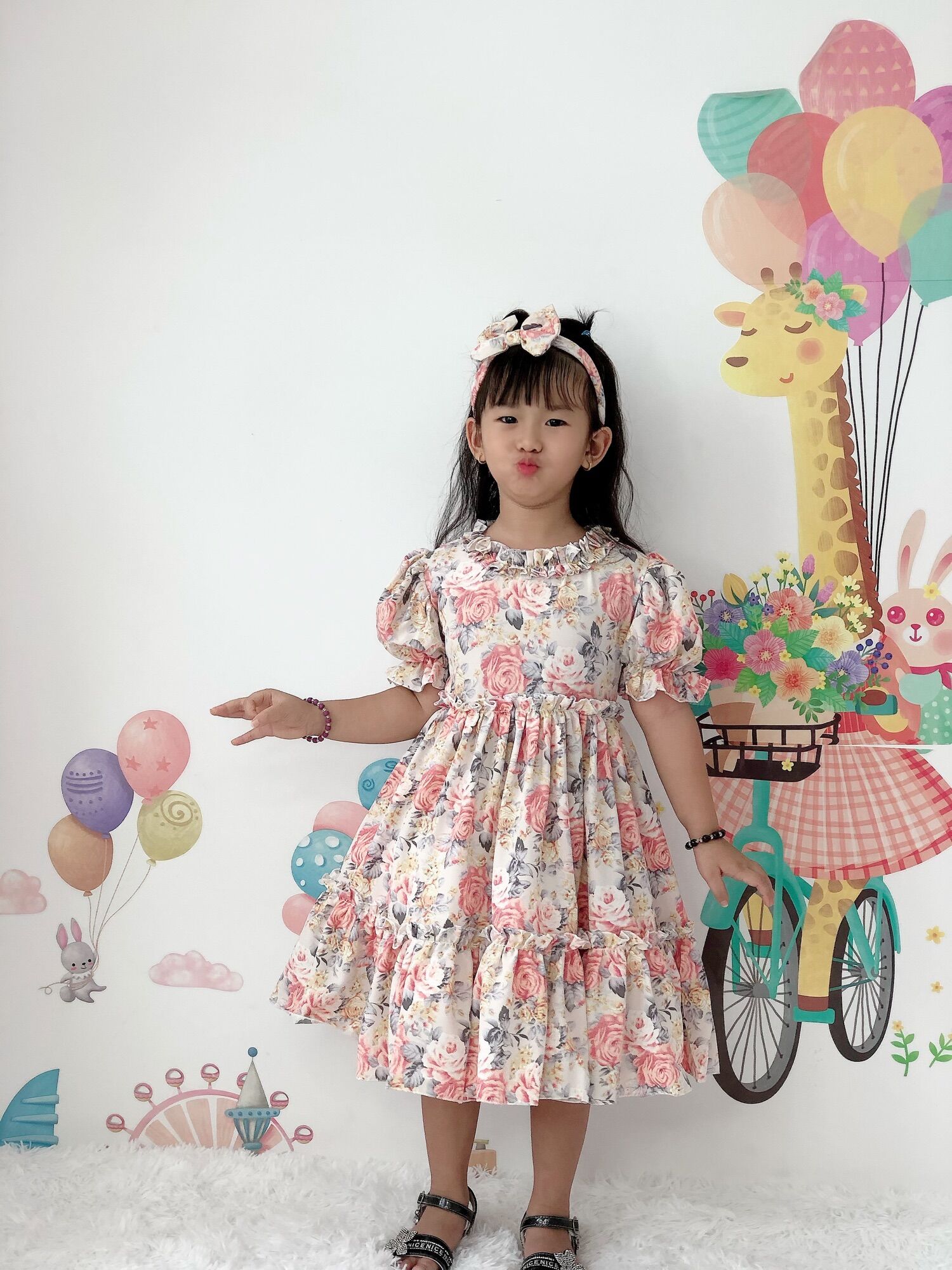 Váy Hồng Phai Bé Gái 4 Đến 28kg Chất Lụa Mềm Mát V021