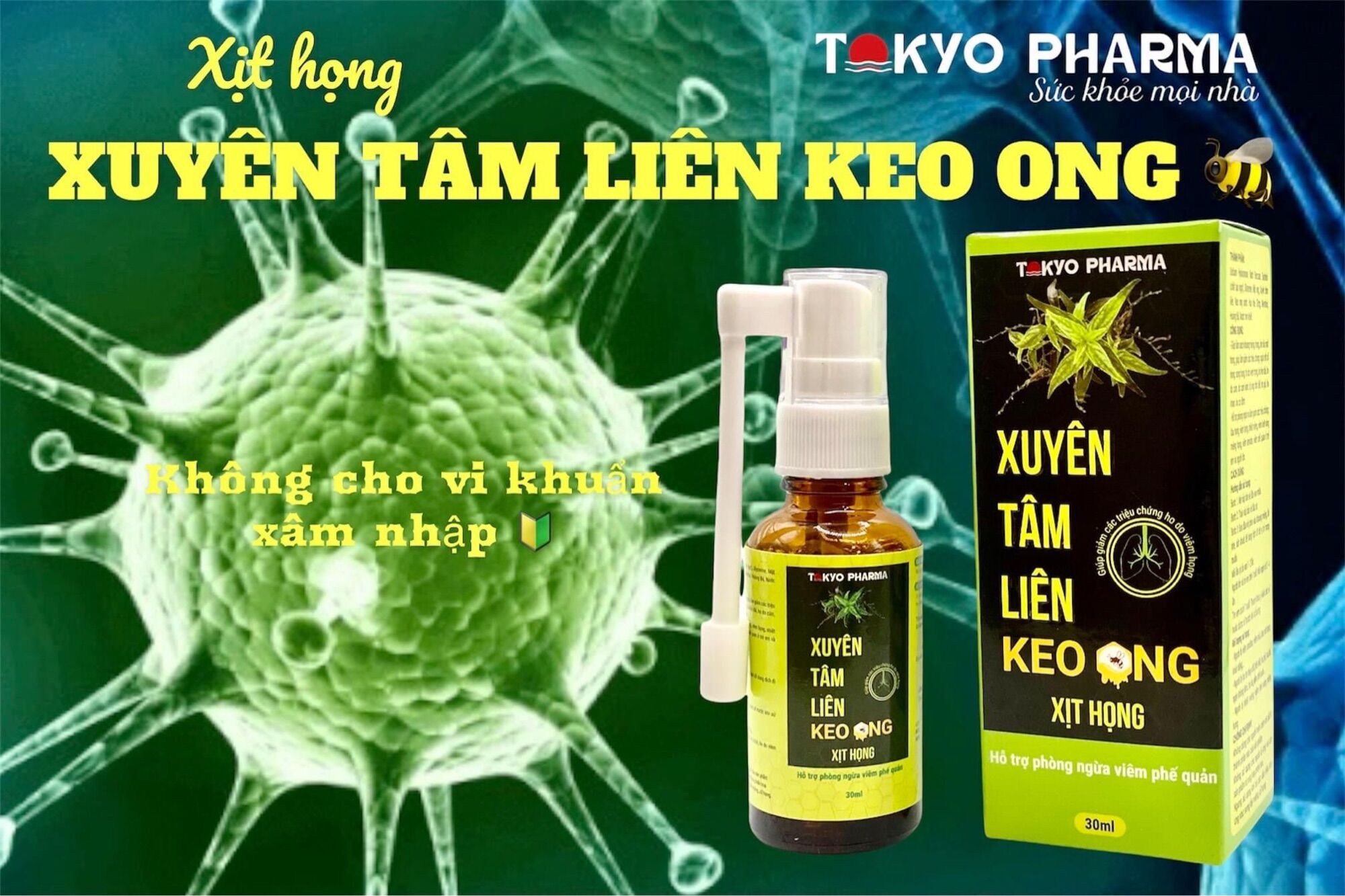 Xịt họng xuyên tâm liên keo ong giúp làm sạch khoang miệng, giảm ngứa rát, đau họng, nhiệt miệng