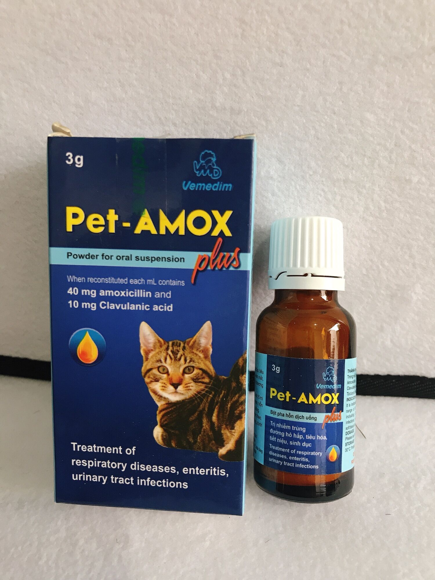 Bột pha Pet Amox Plus tác dụng hô hấp, tiết niệu chó mèo