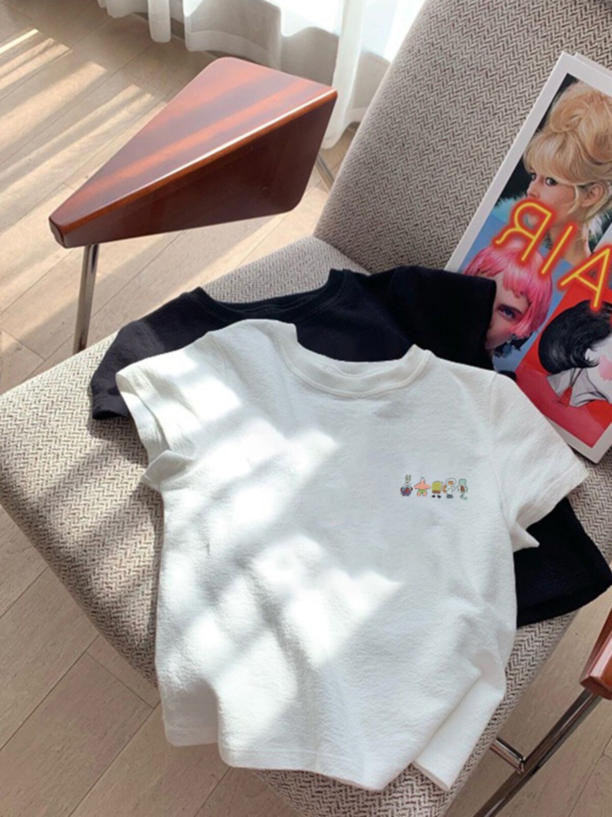 Áo Thun Bé Trai Bé Gái Nguyên Chất Cotton, Vải Bông Áo Thun Ngắn Tay Mùa Hè Thoải Mái Rộng Rãi Phù Hợp Với Quần Áo Trẻ Em Hoạt Hình In Cổ Tròn Hấp Thụ Mồ Hôi