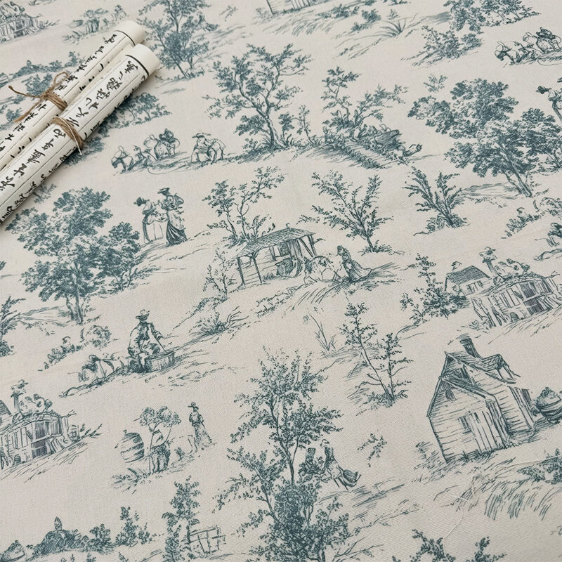 Vải in Họa Tiết Pháp Cổ Điển Vải Vải Lanh Cotton Vải Rèm Cửa Vải Trải Bàn Vải Bọc Ghế Sofa DIY Đầu Vải