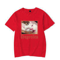 Sanrio | Ibuprofen Cat Meme Áo Thun In Họa Tiết Unisex Người Yêu Mèo Dễ Thương Thời Trang Giản Dị Quá Khổ Áo Thun Cặp Đôi Tay Lửng Cổ Chữ O Tất Cả Các Mùa