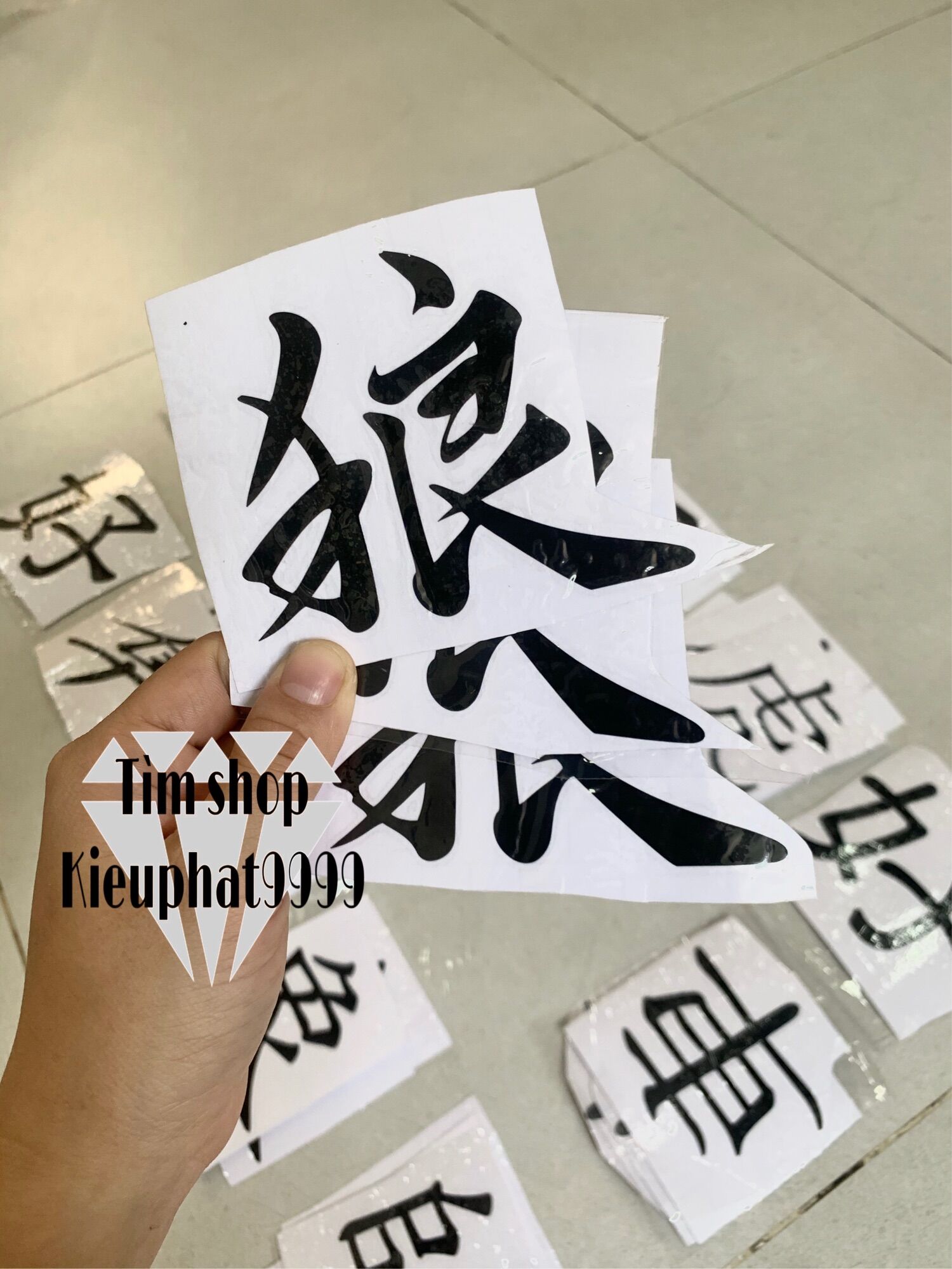 Tem Decal Chữ Tàu Dán xe máy Giá 2 Tem