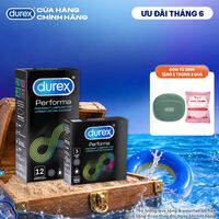 Bộ bao cao su Durex Performa kéo dài thời gian size 52mm, 1 hộp 12 bao và 1 hộp 3 bao