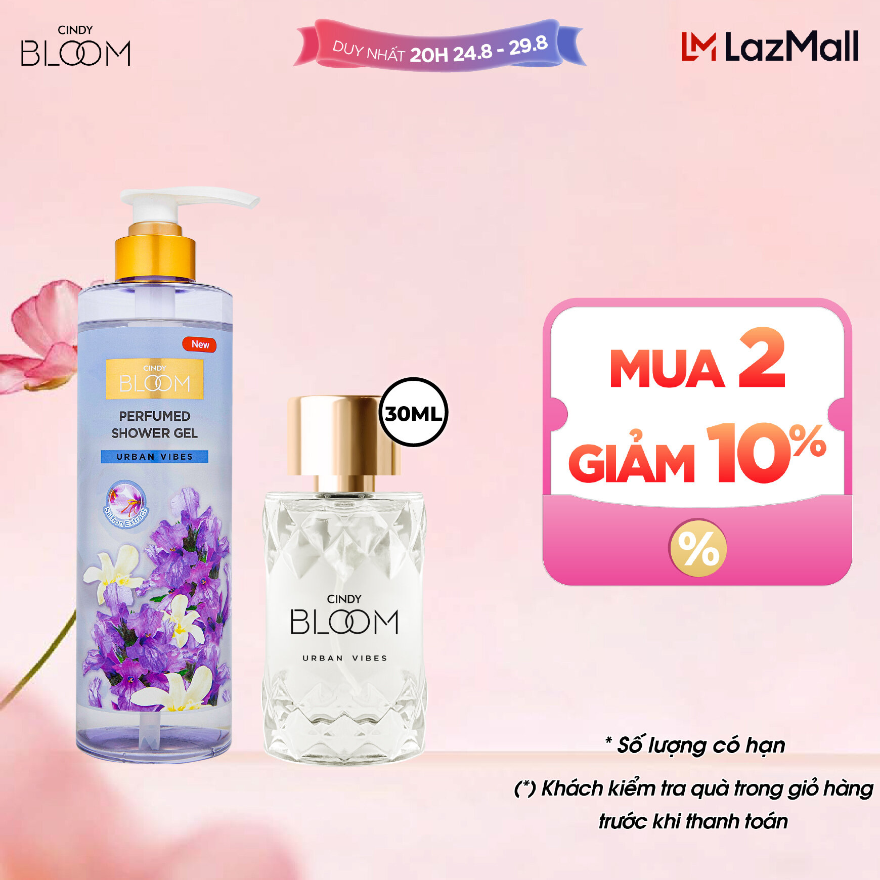 Combo Sữa tắm + Nước hoa Cindy Bloom Urban Vibes hương tự tin cuốn hút 640g + 30ml