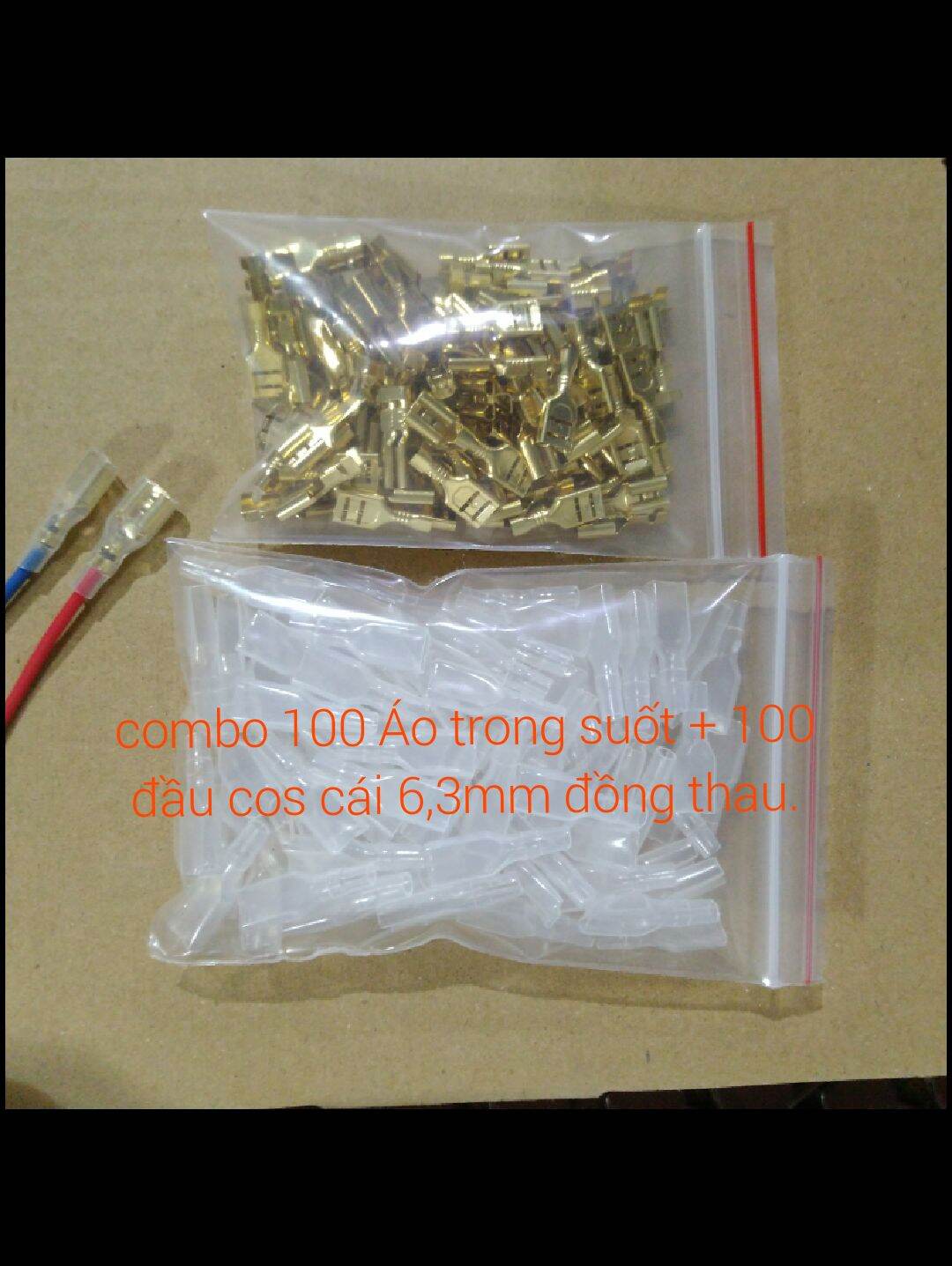 [HCM](Combo 200 áo và cos cái 63mm)Bộ 100 Áo bọc cos cái 63mm và 100 cos cái 6,3mm bằng đồng thau dày 0,3mm.