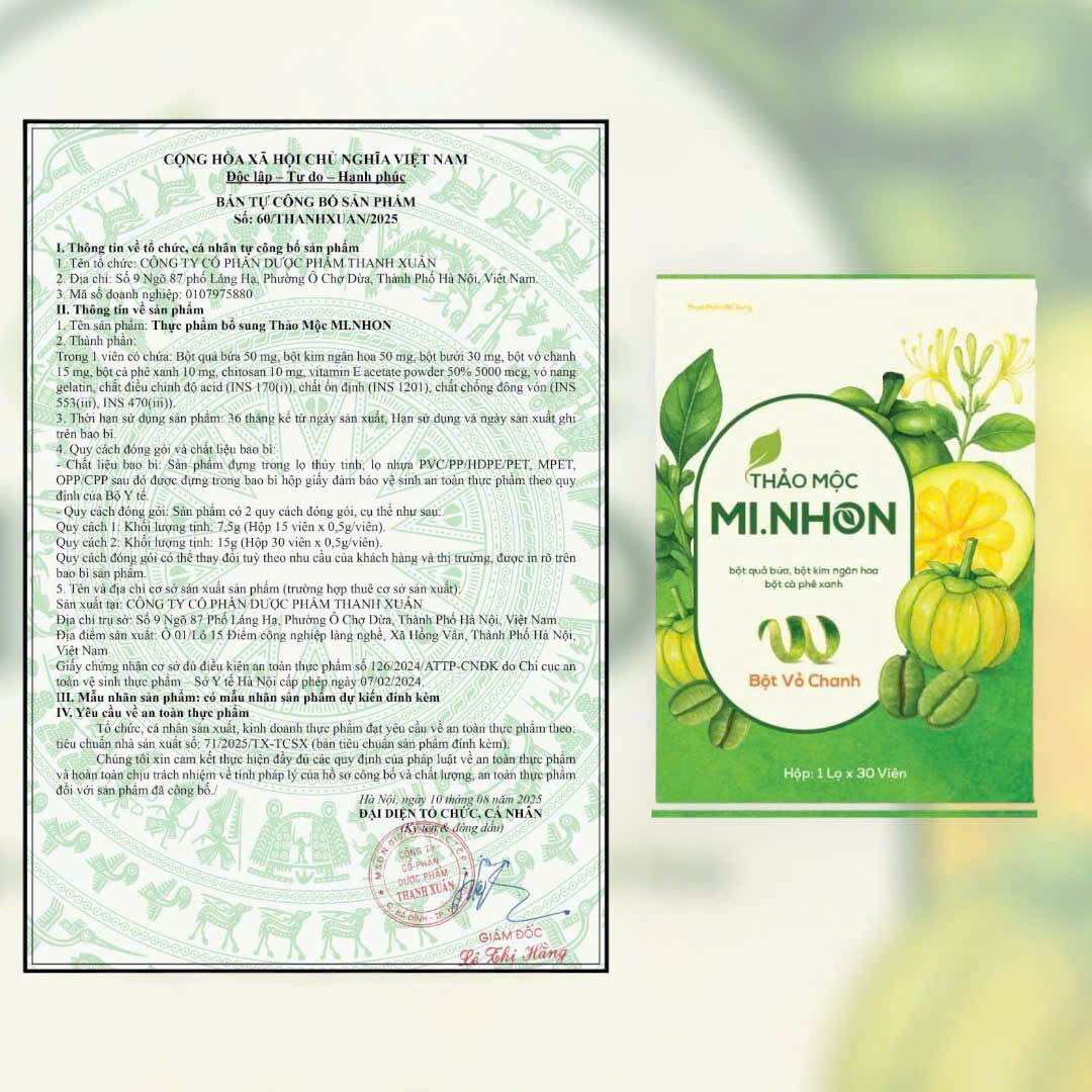    FREESHIP   GIẢM CÂN TIẾN HẠNH MẪU MỚI MI NHON HỘP 30 VIÊN    HÀNG BAO CHUẨN   