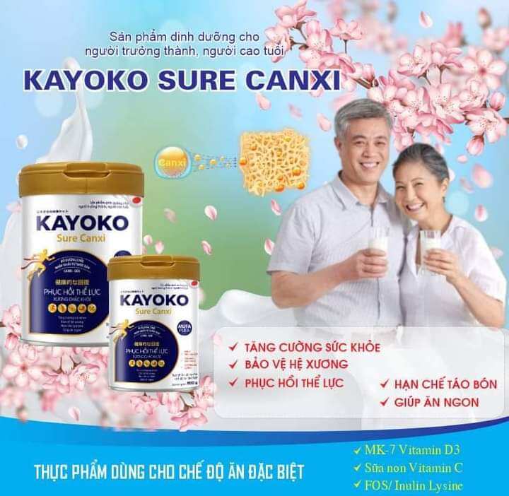 Sữa KAYOKO SURE CANXI- Phục hồi sức khỏe , giảm đau mỏi cơ-xương,dưỡng chất nhập khẩu từ Nhật Bản