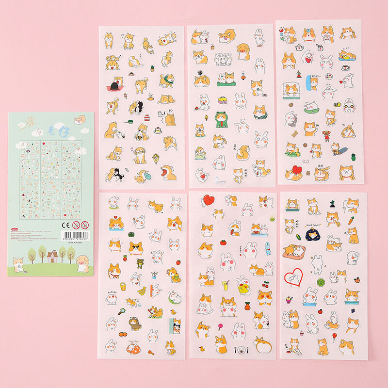 Set 6 tờ sticker chó Shiba