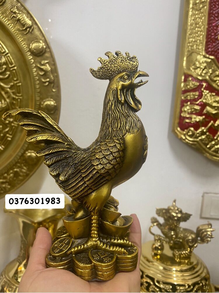 Tượng gà trống cao 20cm , tượng gà linh vật hoá giải đào hoa sát, gà đắc phúc