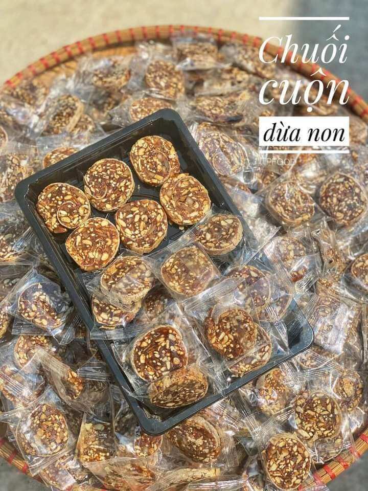 Kẹo chuối tươi cuộn dừa non 500g