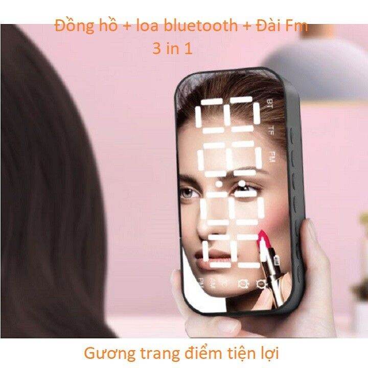 Loa Bluetooth kiêm đồng hồ báo thức mặt gương