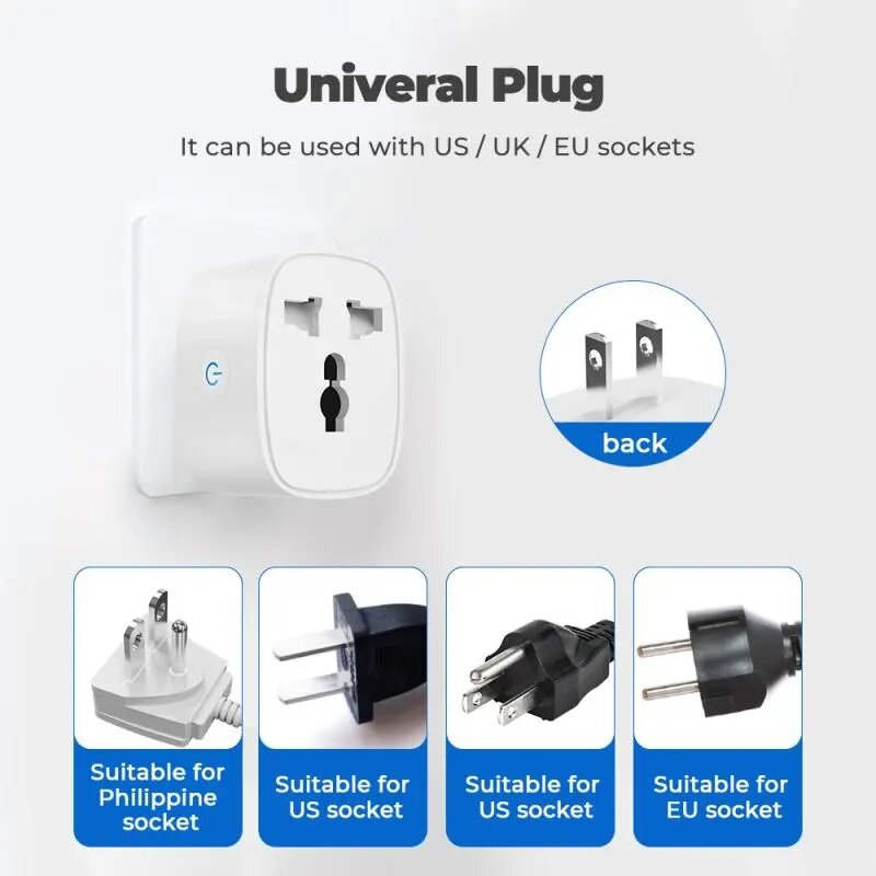 Ổ cắm điện 20A wifi+rf433 thông minh mini Tuya/Smartlife/Googlehome đo công suất