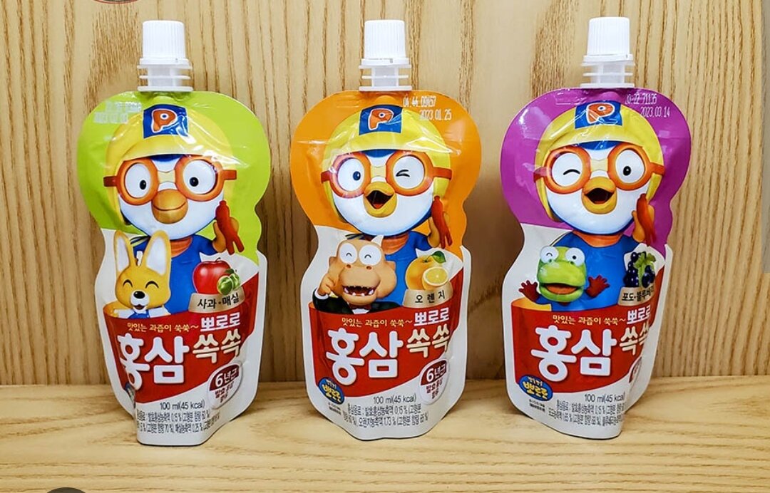 [Hộp 10 túi] Nước hồng sâm trái cây PORORO Hàn Quốc