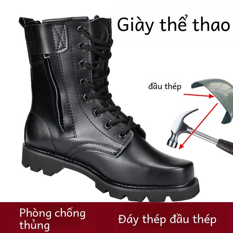 Giày Bốt Martin Lót Lông Cừu Cao Cổ Thép Chống Chịu Thời Tiết Mùa Đông Cho Nam Giày Bảo Hộ Lao Động Chống Mài Mòn
