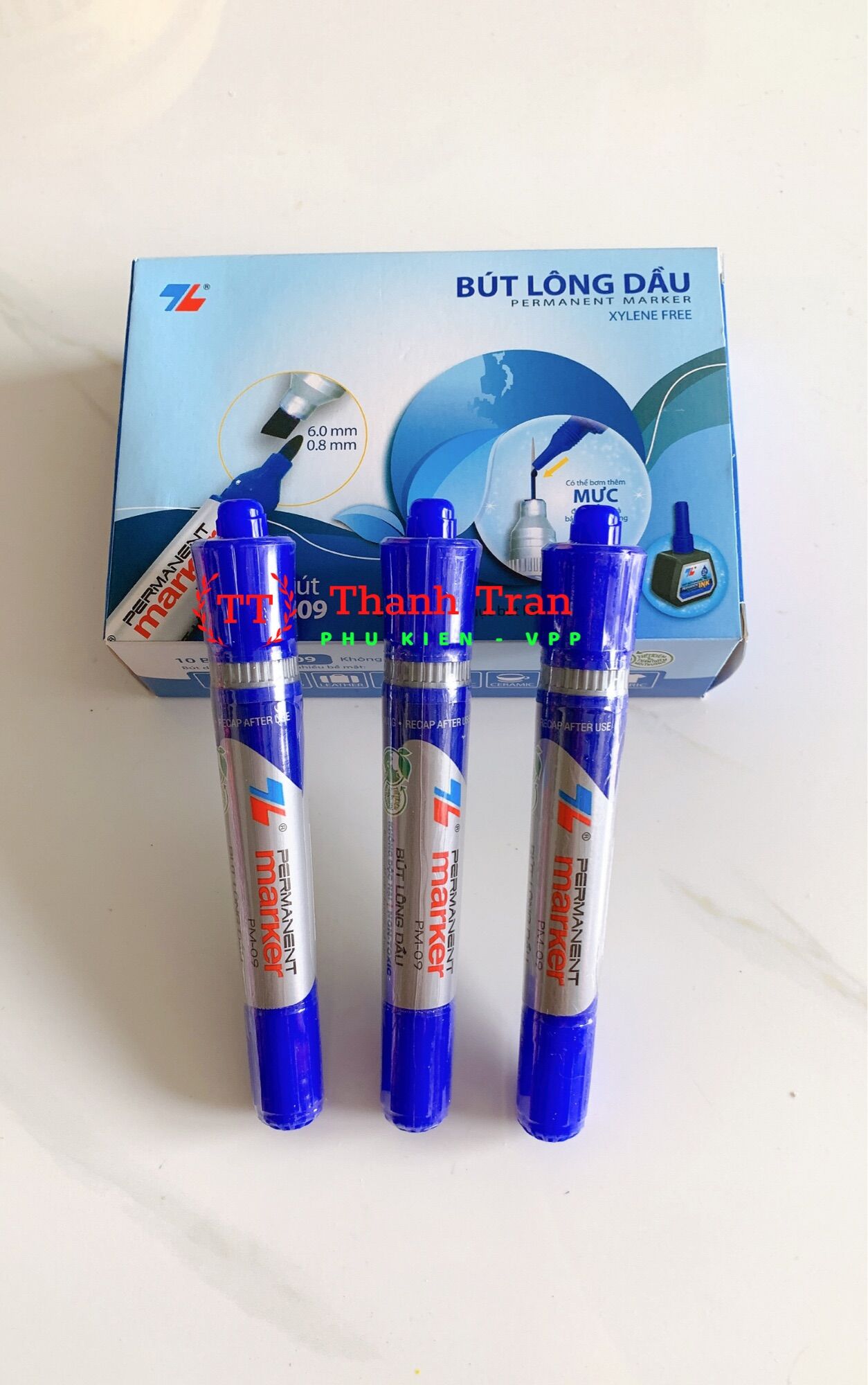 Bút lông dầu pm-09 mực xanh