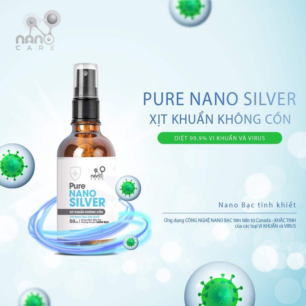 Xịt Khuẩn Không cồn Nano Bạc Cao Cấp (Chai 50ml) - Nano Silver