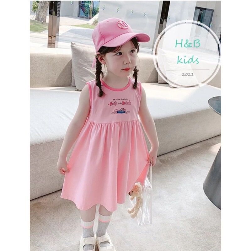 Váy thun cotton ba lỗ bé gái