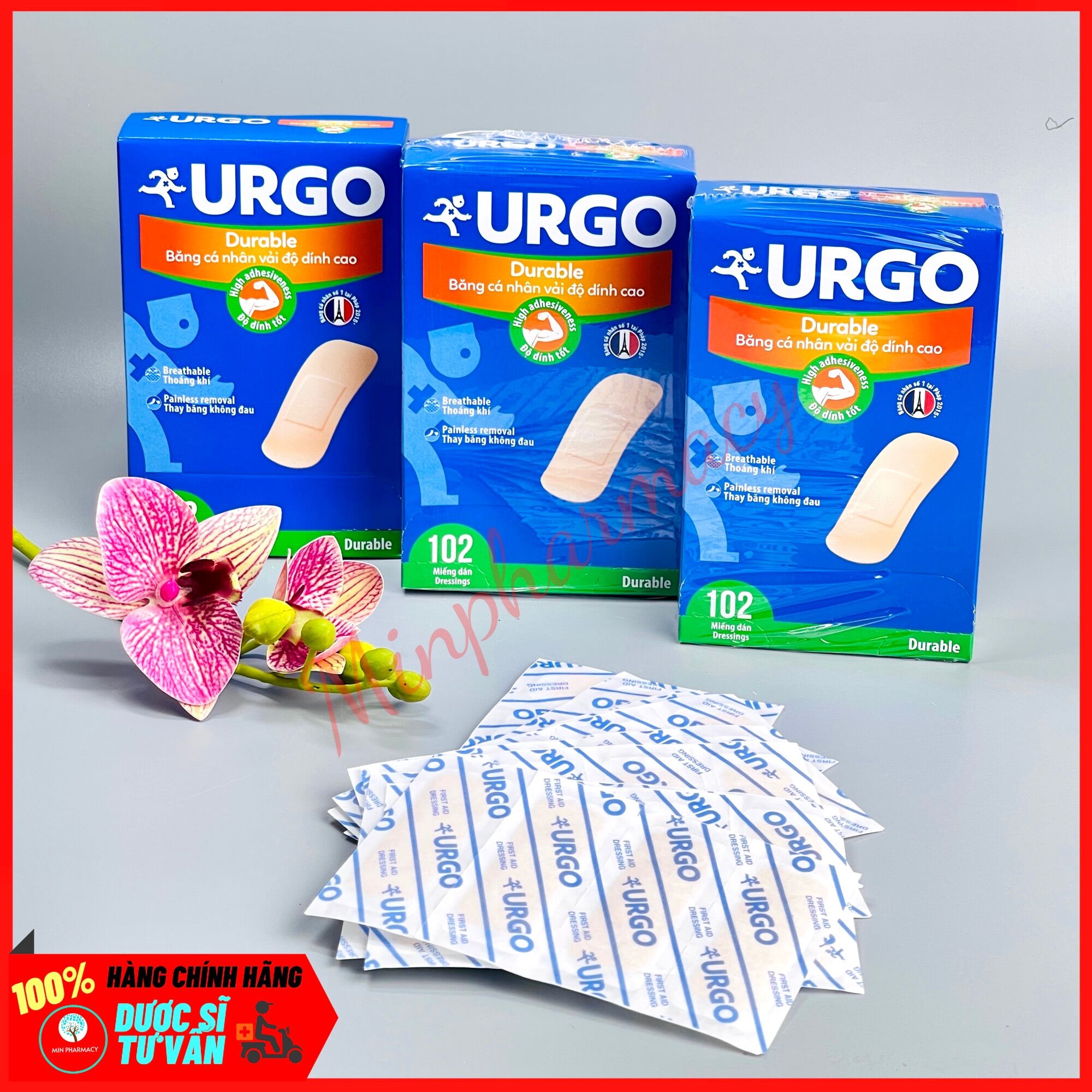 Băng cá nhân vải độ dính cao Urgo Durable (100 miếng/hộp) - Minpharmacy