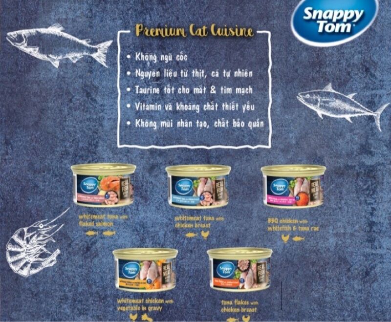 Pate Snappy Tom Premium lon 85g cho mèo mọi lứa tuổi