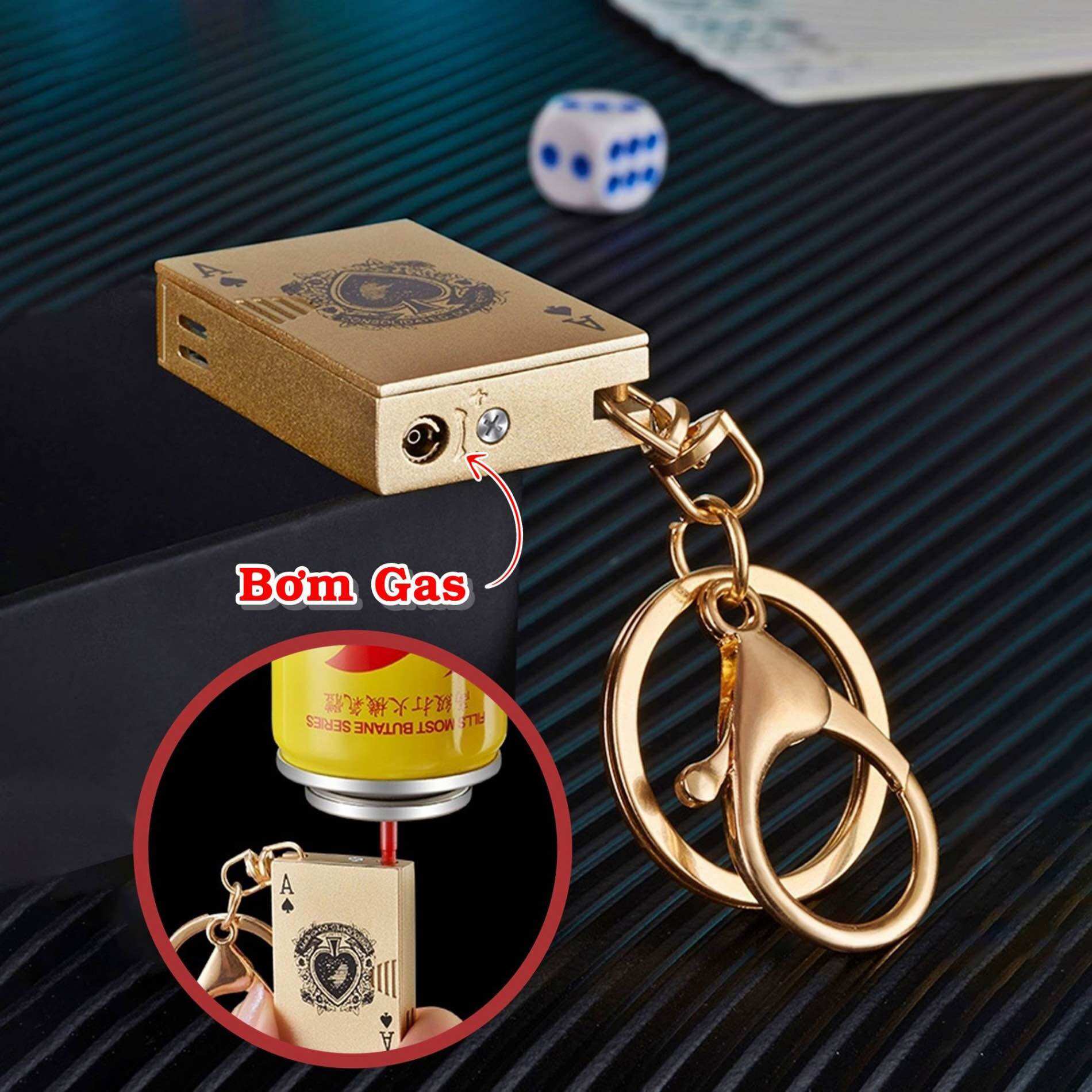 [HCM] Bật Lửa Gas Móc Khoá Kim Loại Hình Lá Bài Mini
