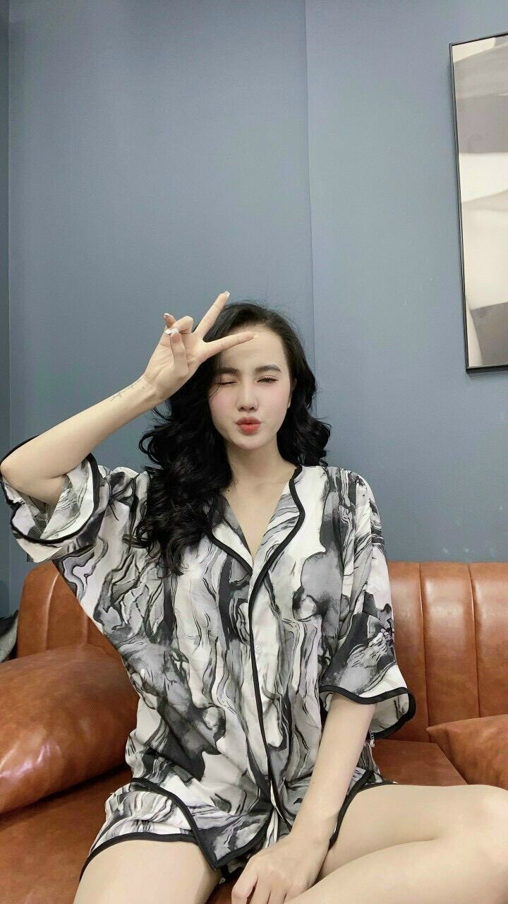 Bộ pizama đùi lụa satin loang form dưới 65k/ chất lụa satin loại 1