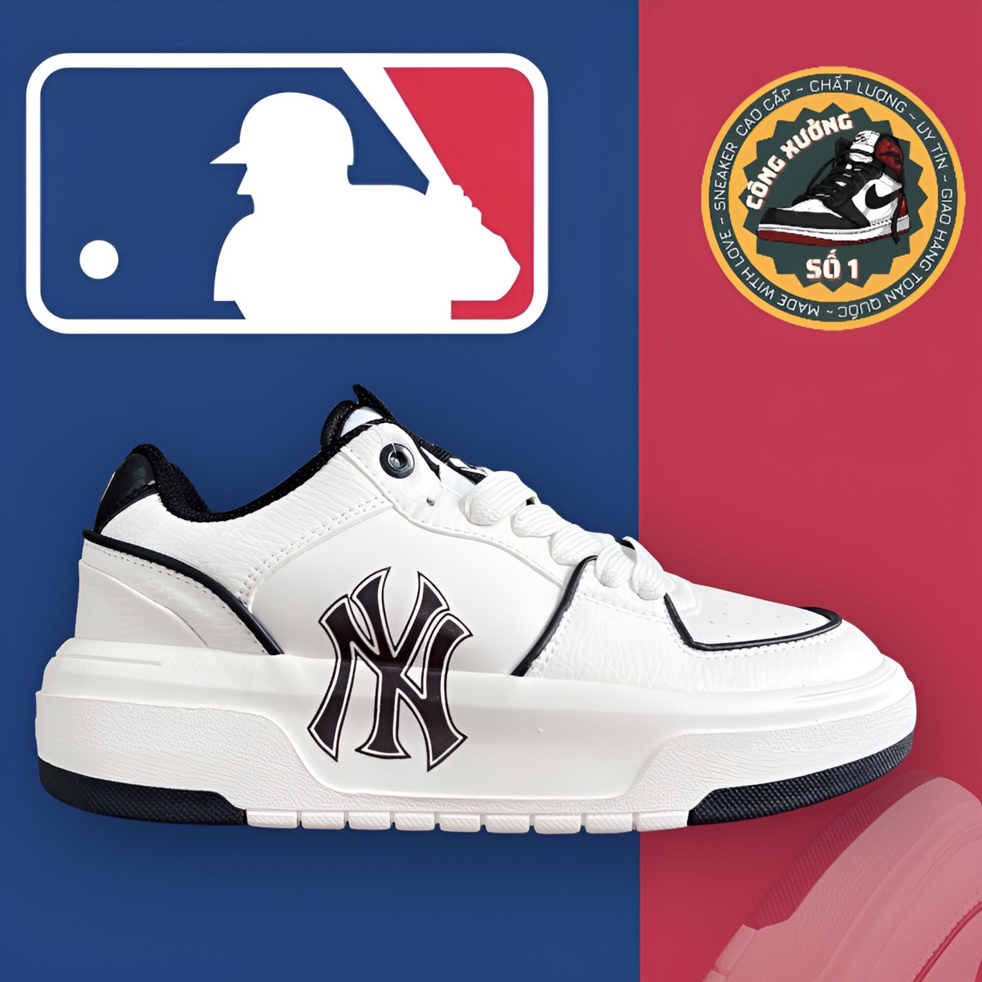 Giày MLB NY Chunky Màu Trắng NamNữ Rep 11 Siêu Rẻ Tại Lakbayvn  Lakbayvn