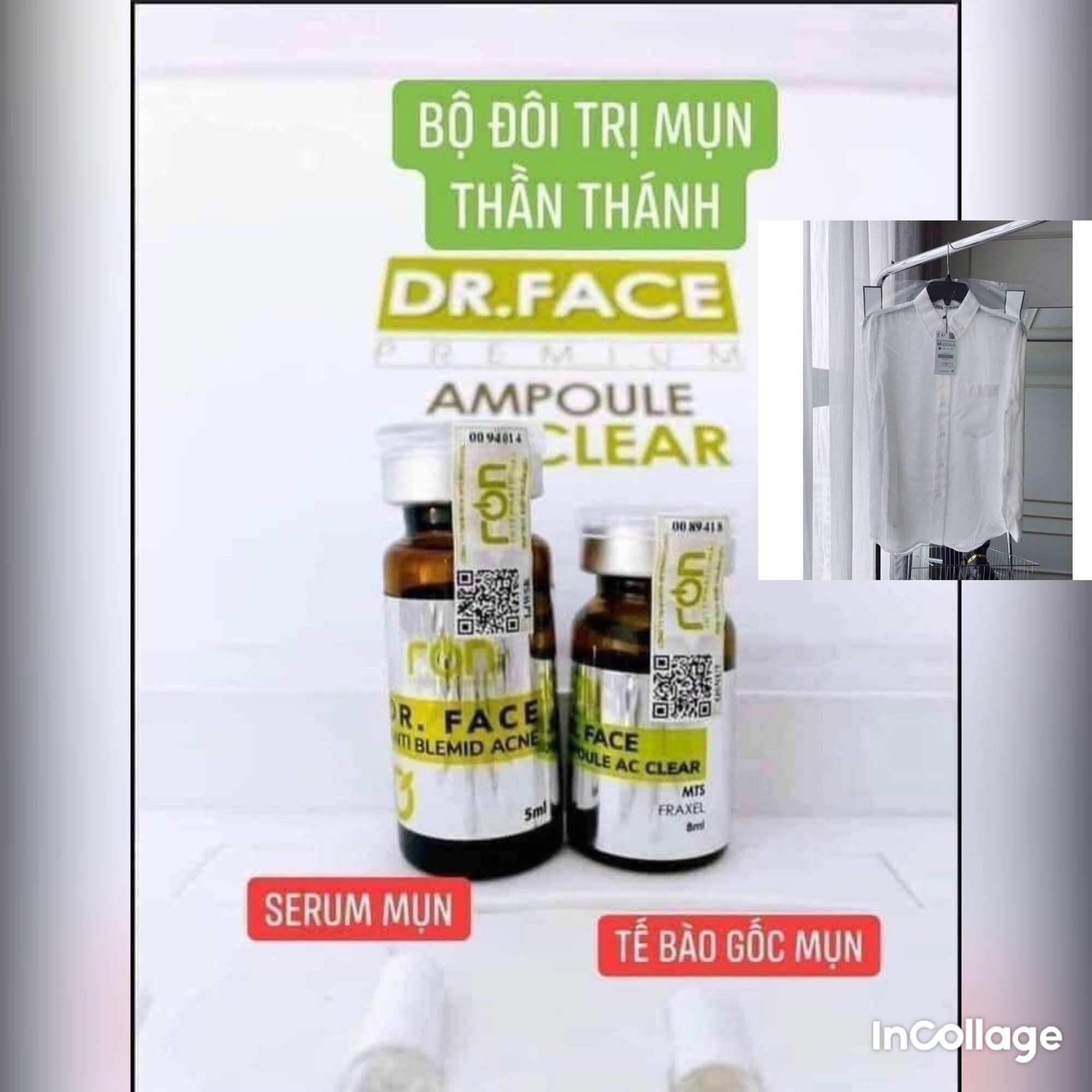 (Tặng sơ mi zara) Conbo Tế Bào Gốc Trị Mụn Dr. Face, serum