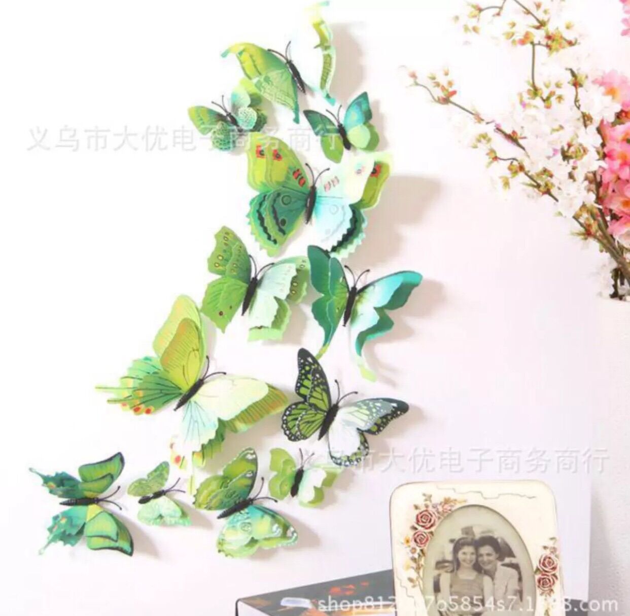 Bộ 12 bướm 3D dán tường loại 2 tầng cao cấp