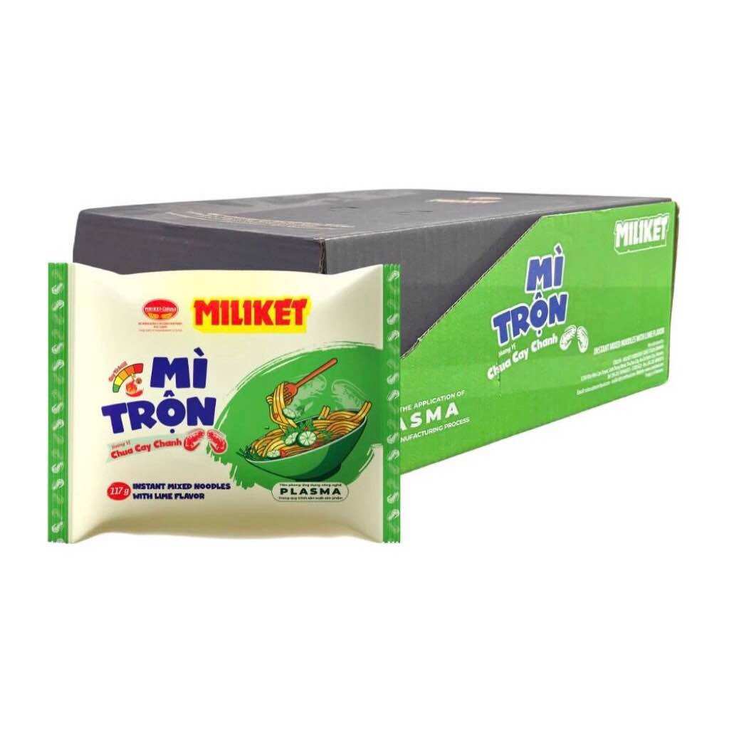 MÌ trộn Cao Cấp Miliket Vị Tôm Chua Chanh Thùng 16 gói x 117gram