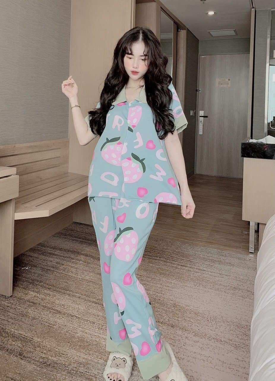 Bộ lụa Pijama lụa loại 1 chất mềm mịn, mát + Ảnh thật ,Bộ Tay Ngắn