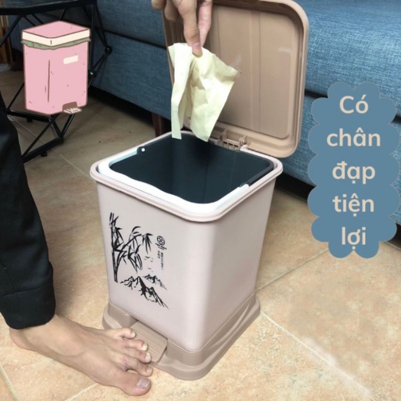 thùng rác bật nắp vuông thông minh:5 lít-7 lít