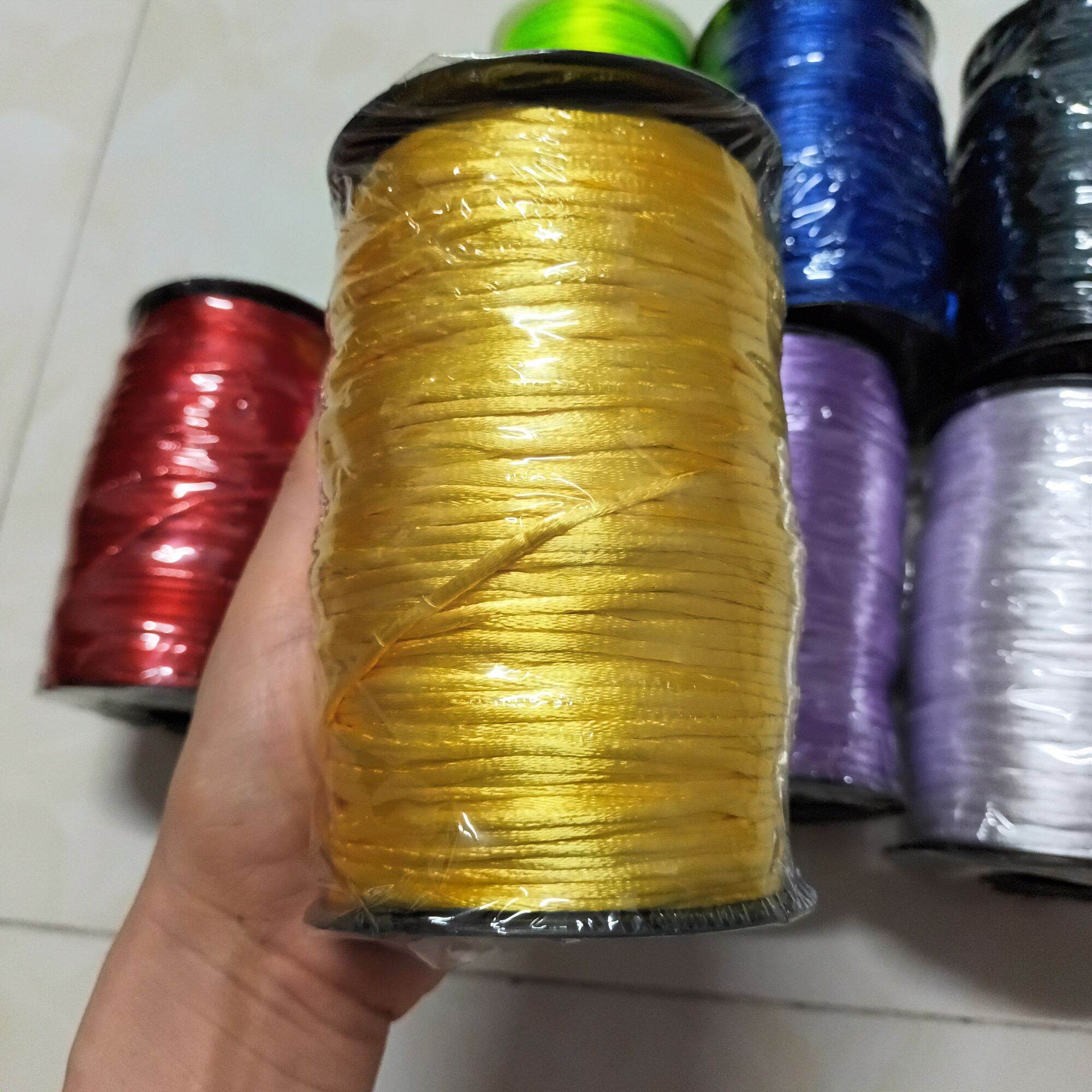 Cuộn dây tim dù 3mm màu vàng làm handmade cuộn dài 100m