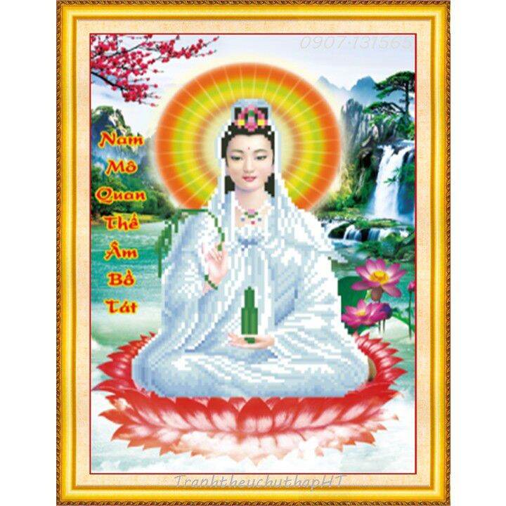 Tranh thêu chữ thập Phật Quan Âm LV3267 (31x42) chưa thêu