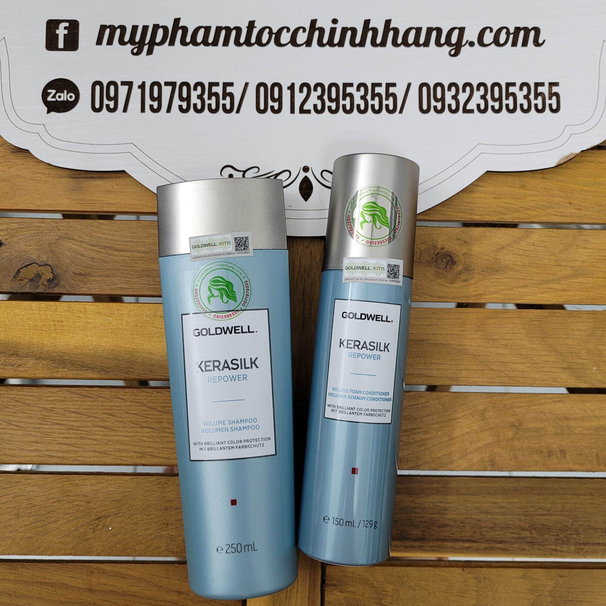 Dầu gội tăng phồng dầu xả dạng bọt goldwell kerasilk repower 250ml - 150ml