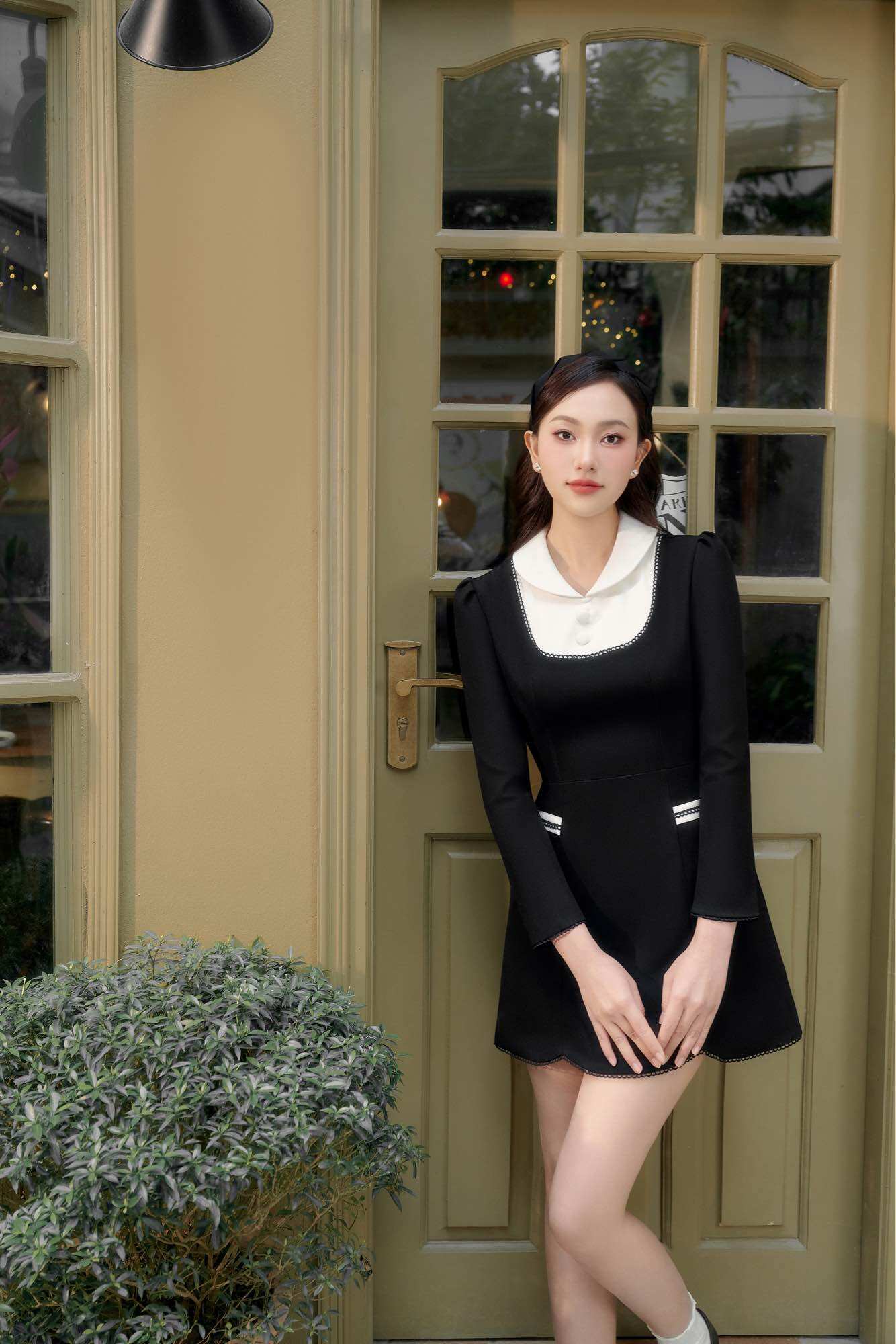 CÉLESTE - Váy Dài Tay Đen Ireni Dress
