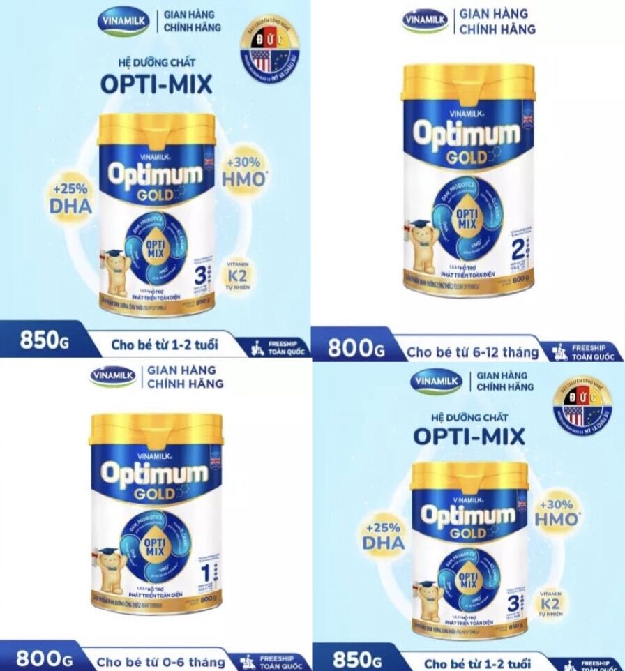 Sữa vinamilk optimum gold 1,2,3,4 lon 800g - hsd luôn mới