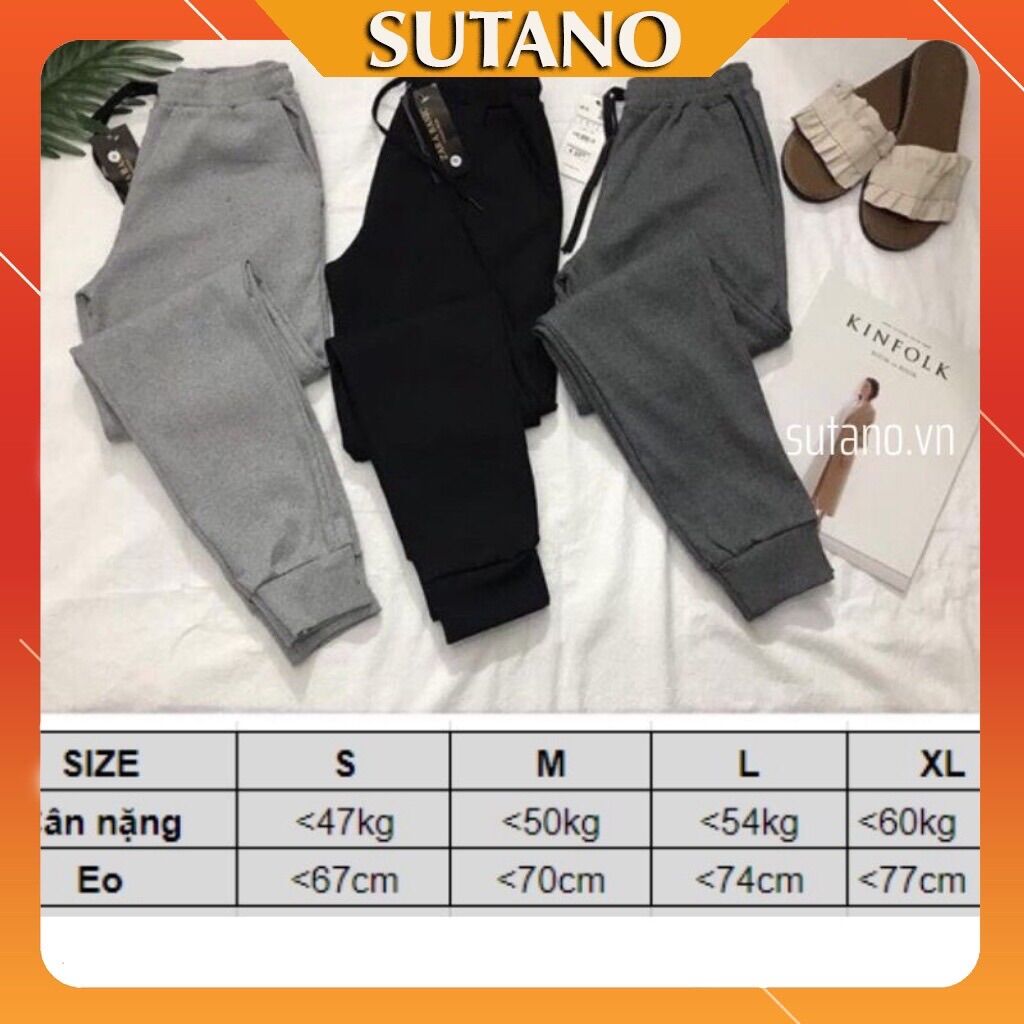 Quần jogger nữ len tăm bo gấu