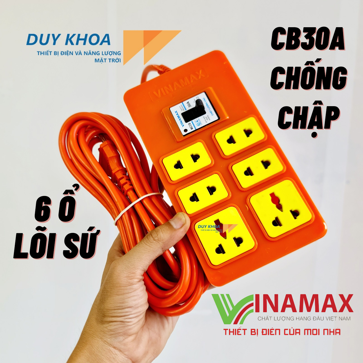 Ổ CẮM ĐIỆN CHỊU TẢI 6 LÕI SỨ CÓ CB 30A VINAMAX ®