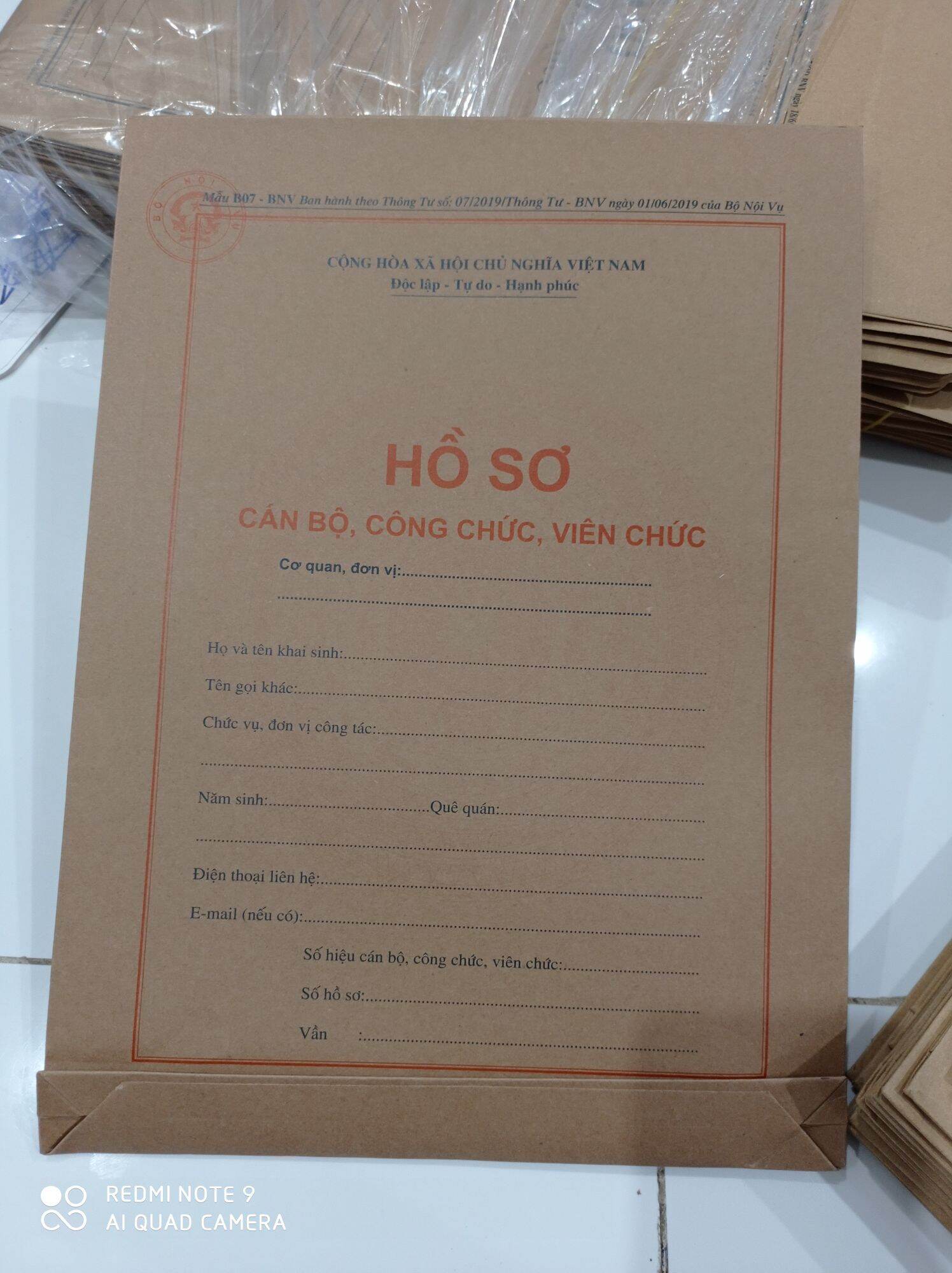 Hồ sơ cán bộ công chức viên chức loại dày đẹp