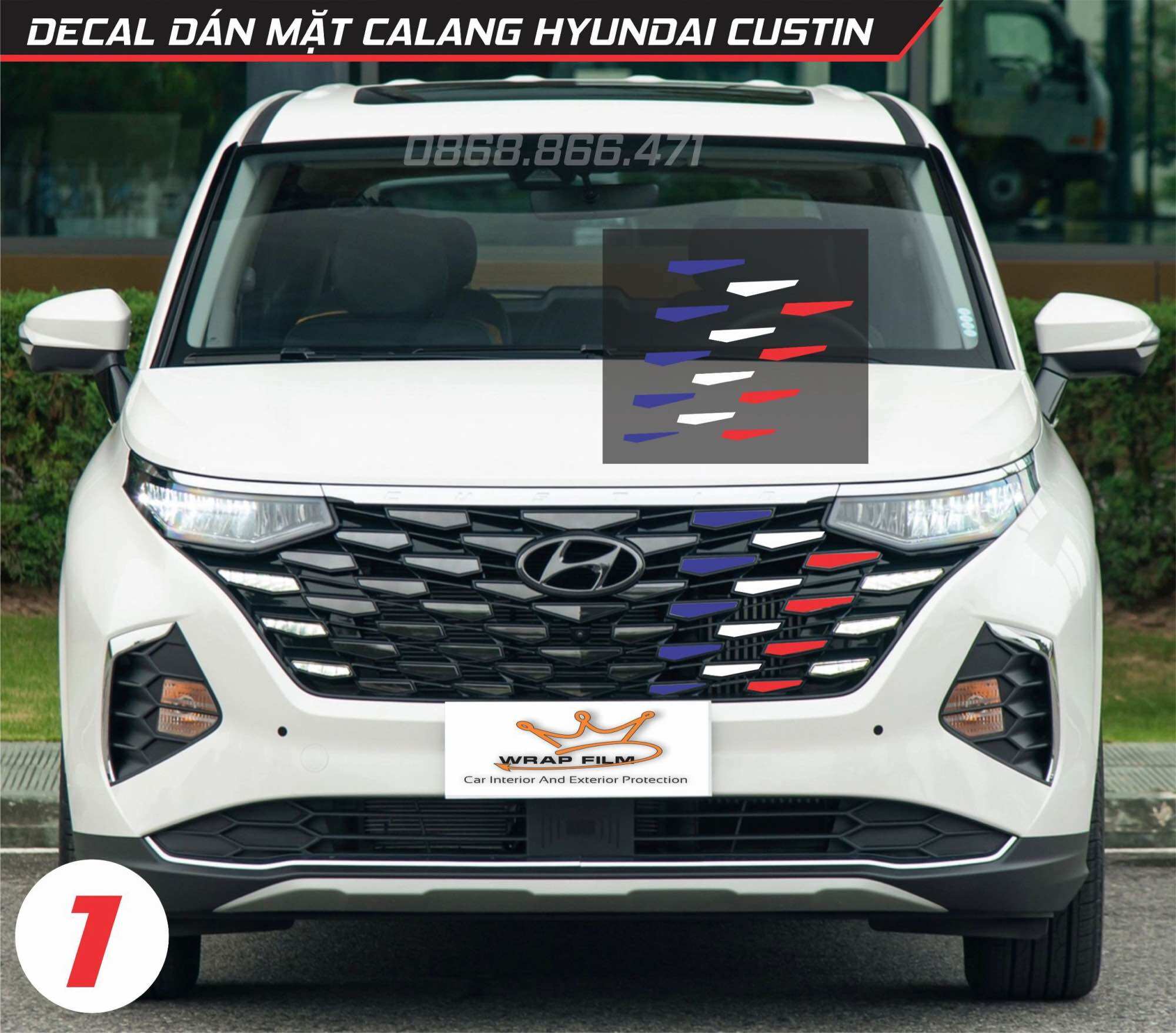 Decal dán mặt calang Hyundai Custin