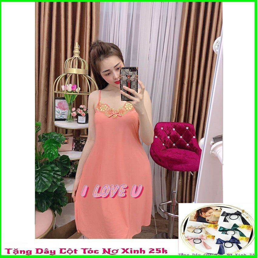 Lace Elastic Two-Strap Nightgown A76