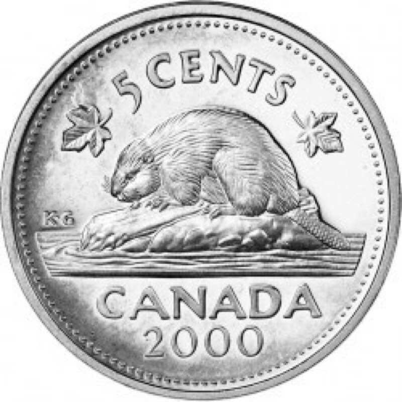 Đồng xu 5 cents của canada 1990 - 2001