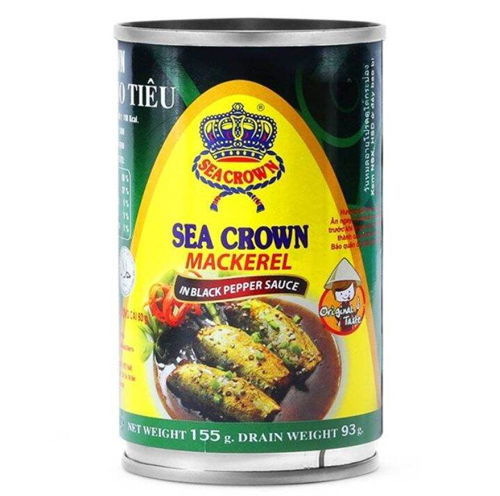 2 hộp Cá hộp Sea Crown cá nục kho tiêu / cá trích sốt cà   hộp 155g